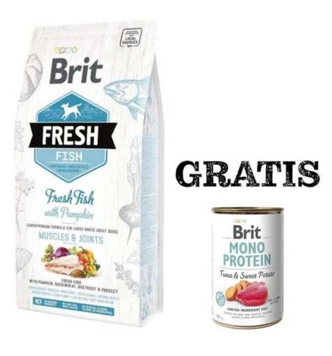 Brit Fresh Fish & Pumpkin Adult Large Muscles & Joints 2,5kg + GRATIS - Brit