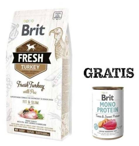 Brit Fresh Turkey & Pea Adult Fit & Slim 2,5kg + GRATIS - Brit