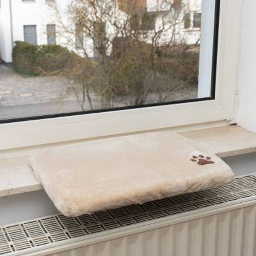 Pluszowe legowisko dla kota na parapet, beżowe Dł. x szer. x wys.: 50 x 35 x 5 cm - Zooplus Selection