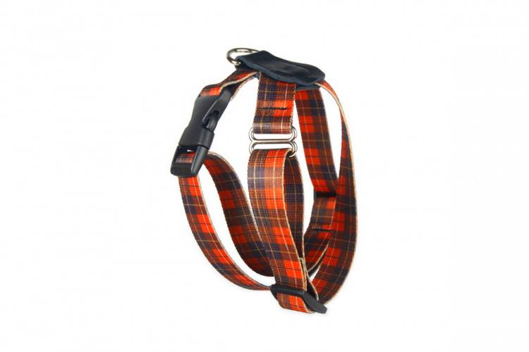 Szelki ze skórą - Szkocka Krata 0756 10MM 19-35CM -