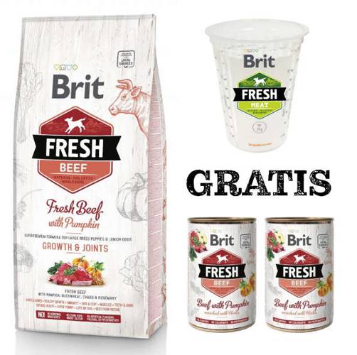 Brit Fresh Beef Pumpkin Puppy Large 12kg + 2 puszki i miarka GRATIS - Brit