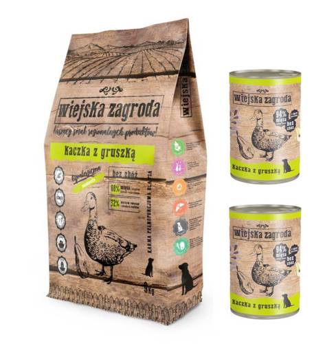 Wiejska Zagroda kaczka z gruszką 9kg + GRATIS - Wiejska zagroda