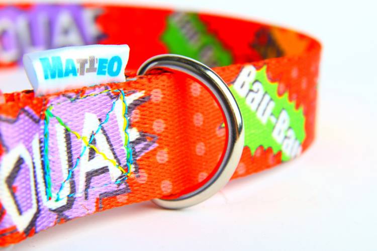 Obroża Klamra LED - Graffiti Czerwona 0541 20MM 55CM 35-50CM - matteo-company