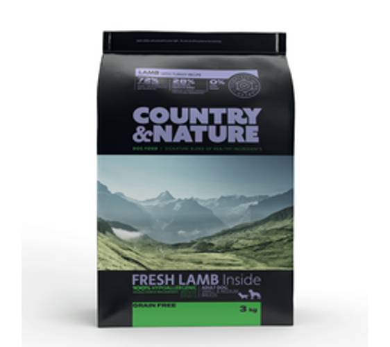 COUNTRY&NATURE Lamb with Turkey Recipe. Karma dla psów ras małych i średnich - jagnięcina z indykiem. Opakowanie 3 kg