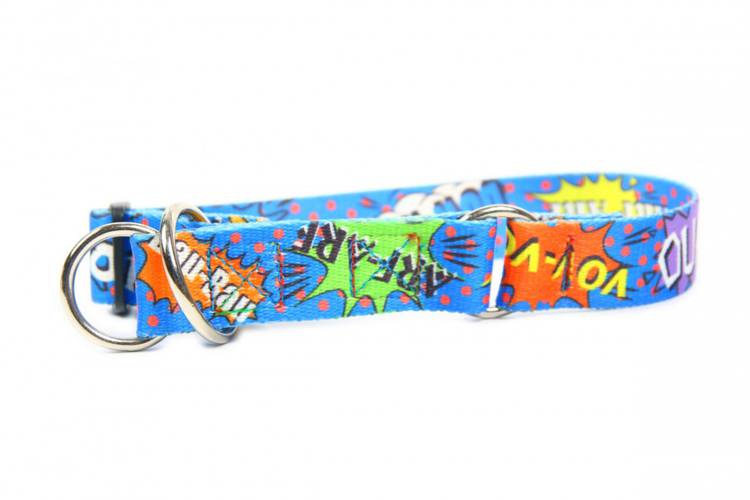Obroża Półzaciskowa - Graffiti Niebieskie 0645 30MM 50-80CM - matteo-company
