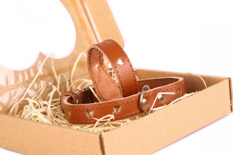Obroża Skóra Serca  - Brązowy 0332 12MM 31CM 23-28CM - matteo-company