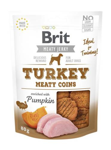 Brit Jerky Snack Turkey Meaty coins 80gDomyślny opis krótki - 
