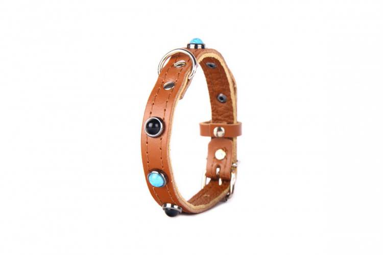 Obroża Skóra Kryształ – Brązowy 0162 10MM 28CM 20-25CM -