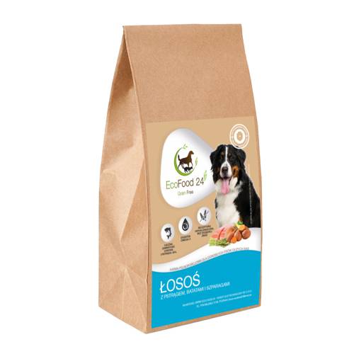 Karma sucha dla psa - Łosoś z pstrągiem, batatami i szparagami, 6kg - EcoFood24