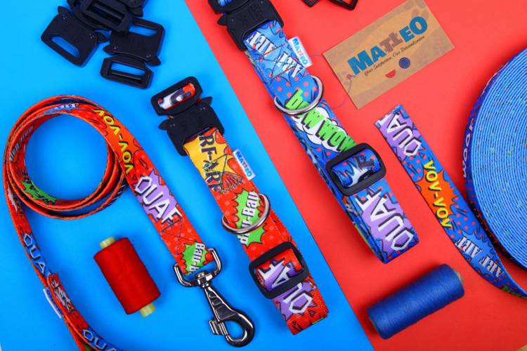 Obroża Klamra Metalowa - Graffiti Czerwone 0521 25MM 32-58CM - matteo-company