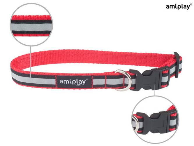 amiplay Obroża regulowana Shine XL Czerwony - amiplay