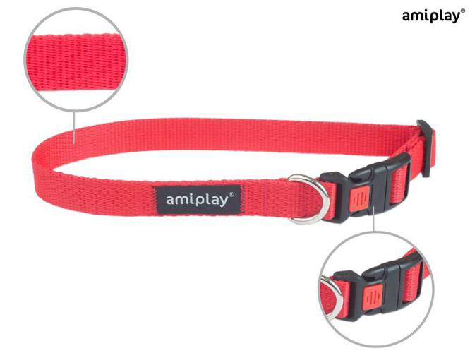 amiplay Obroża regulowana z blokadą Basic XL Czerwony - amiplay