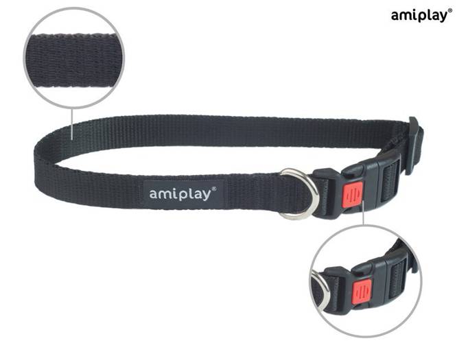 amiplay Obroża regulowana z blokadą Basic L Czarny - amiplay
