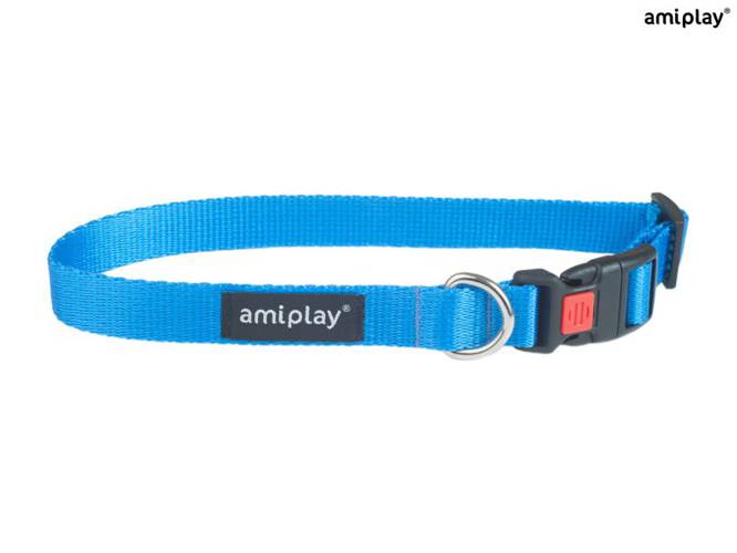 amiplay Obroża regulowana z blokadą Basic M Niebieski - amiplay