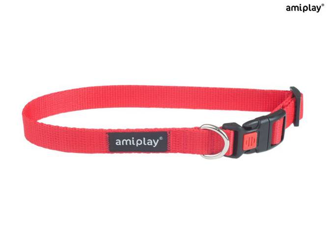 amiplay Obroża regulowana z blokadą Basic M Czerwony - amiplay