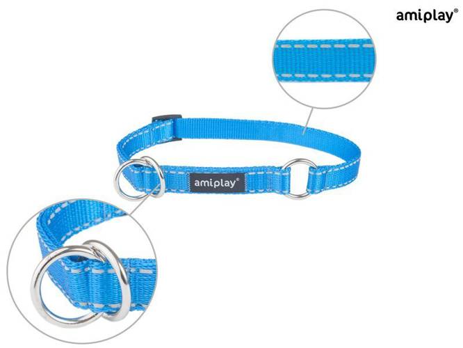 amiplay Obroża półzaciskowa Reflective XL Niebieski - amiplay
