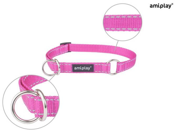 amiplay Obroża półzaciskowa Reflective L Różowy - amiplay