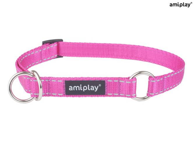 amiplay Obroża półzaciskowa Reflective L Różowy - amiplay