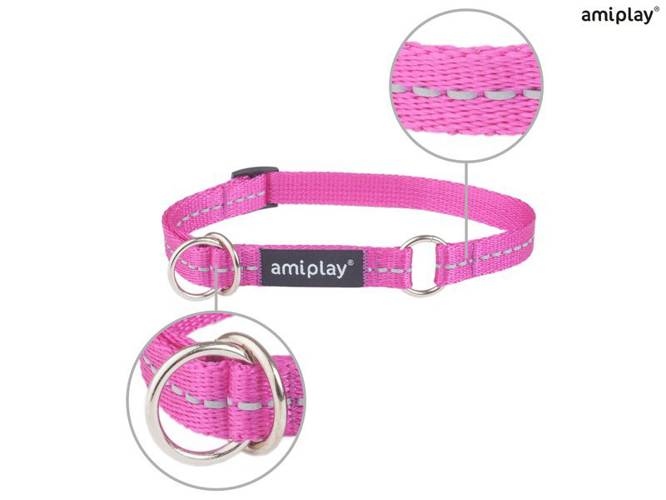 amiplay Obroża półzaciskowa Reflective M Różowy - amiplay