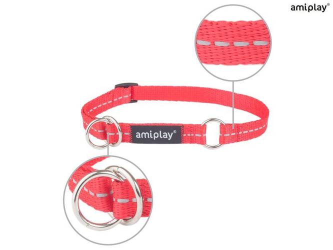 amiplay Obroża półzaciskowa Reflective M Czerwony - amiplay