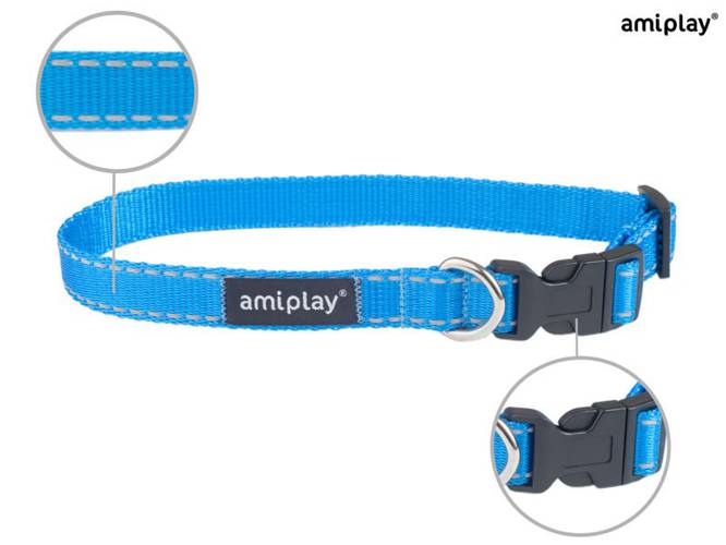 amiplay Obroża regulowana Reflective XL Niebieski - amiplay