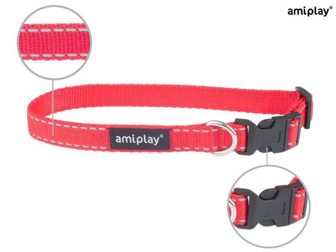 amiplay Obroża regulowana Reflective XL Czerwony - amiplay
