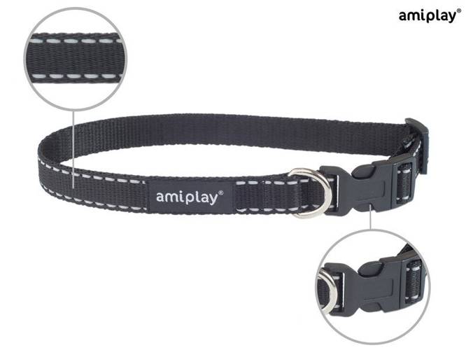 amiplay Obroża regulowana Reflective XL Czarny - amiplay