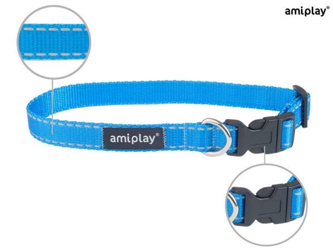 amiplay Obroża regulowana Reflective L Niebieski - amiplay