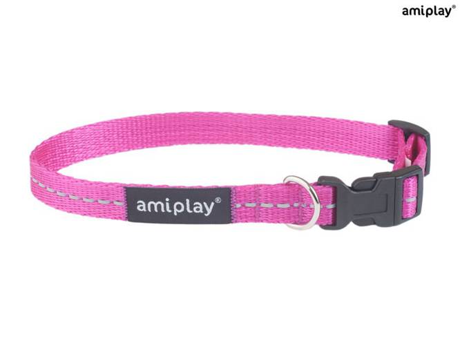 amiplay Obroża regulowana Reflective M Różowy - amiplay