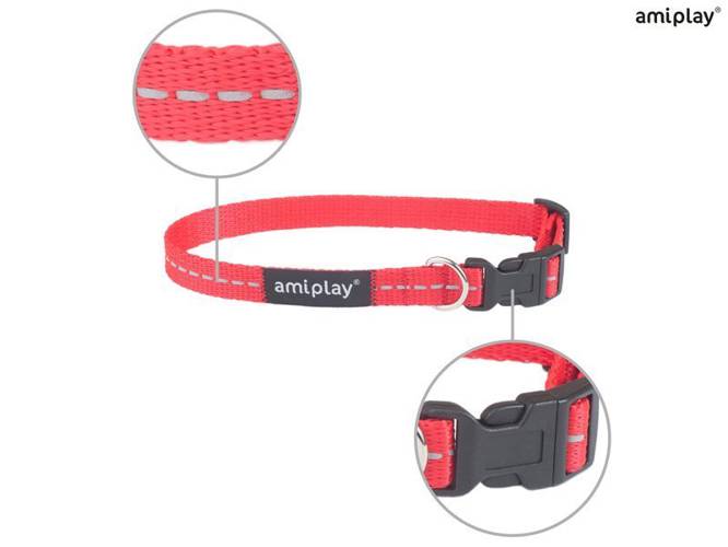 amiplay Obroża regulowana Reflective M Czerwony - amiplay