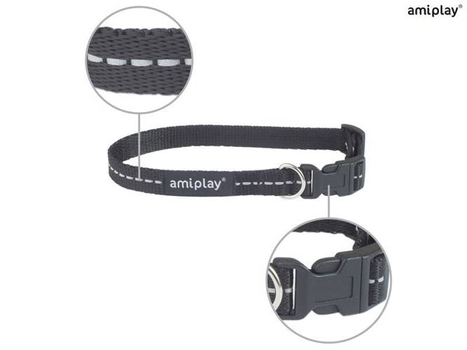 amiplay Obroża regulowana Reflective M Czarny - amiplay