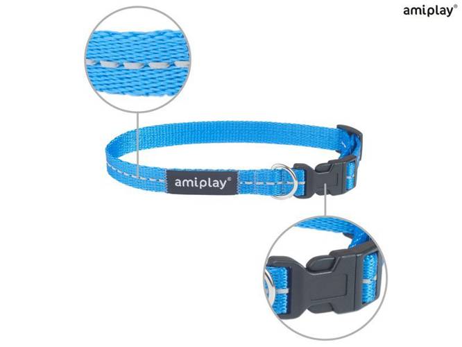 amiplay Obroża regulowana Reflective S Niebieski - amiplay