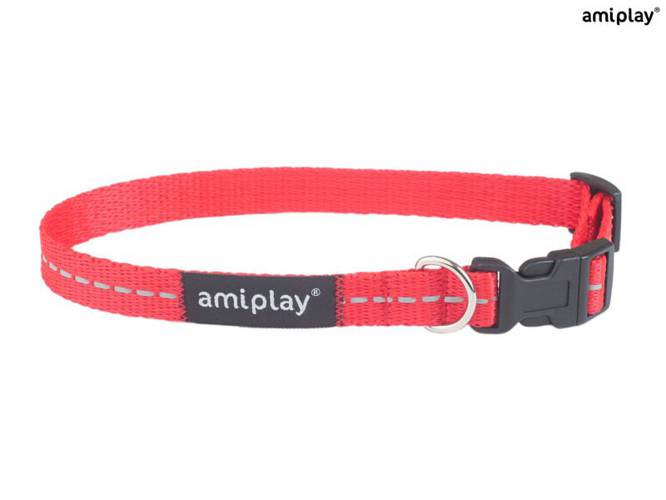 amiplay Obroża regulowana Reflective S Czerwony - amiplay