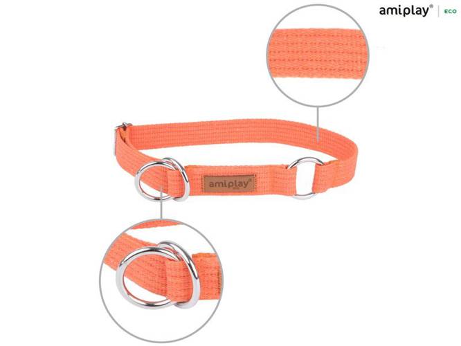amiplay Obroża półzaciskowa Cotton XXL Pomarańczowy - amiplay