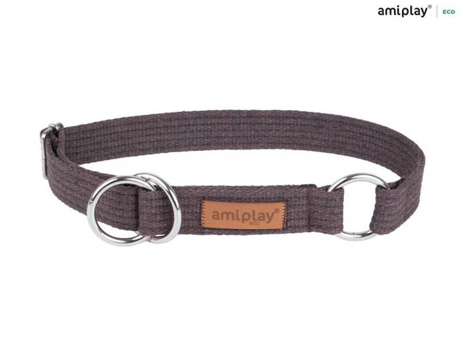 amiplay Obroża półzaciskowa Cotton XXL Brązowy - amiplay