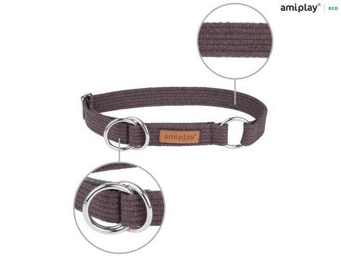 amiplay Obroża półzaciskowa Cotton XXL Brązowy - amiplay