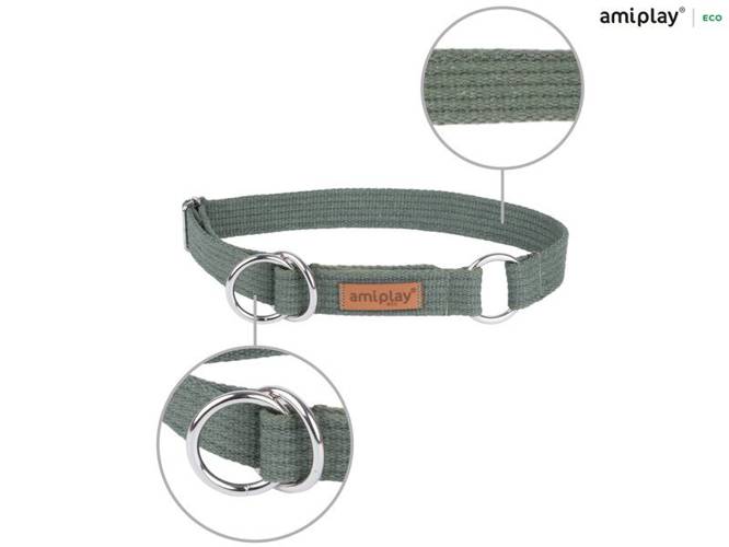 amiplay Obroża półzaciskowa Cotton XXL Khaki - amiplay