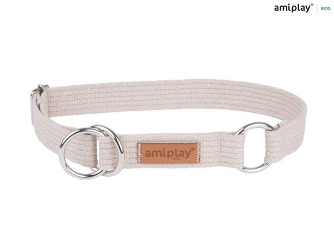 amiplay Obroża półzaciskowa Cotton XXL Beżowy - amiplay