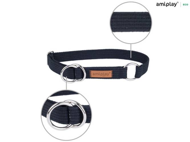amiplay Obroża półzaciskowa Cotton XXL Czarny - amiplay