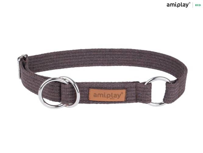 amiplay Obroża półzaciskowa Cotton XL Brązowy - amiplay