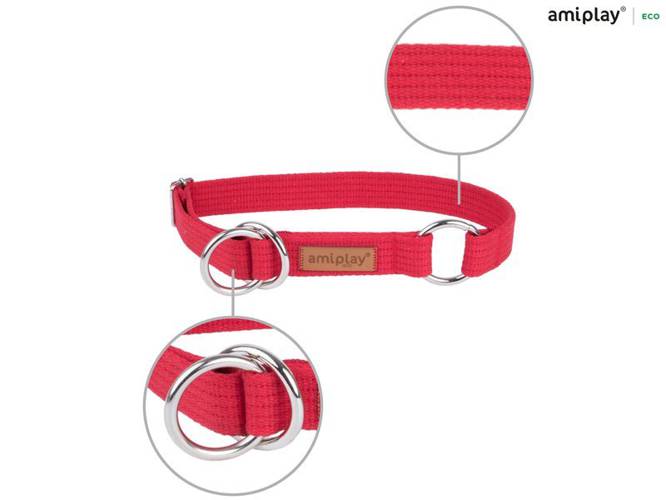 amiplay Obroża półzaciskowa Cotton XL Czerwony - amiplay