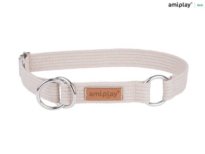 amiplay Obroża półzaciskowa Cotton XL Beżowy - amiplay
