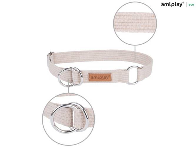 amiplay Obroża półzaciskowa Cotton XL Beżowy - amiplay