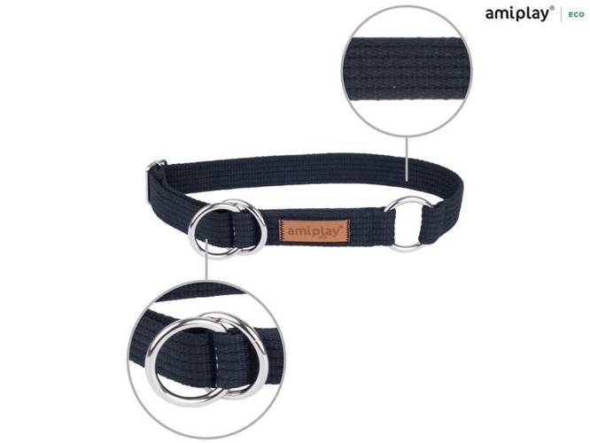 amiplay Obroża półzaciskowa Cotton XL Czarny - amiplay