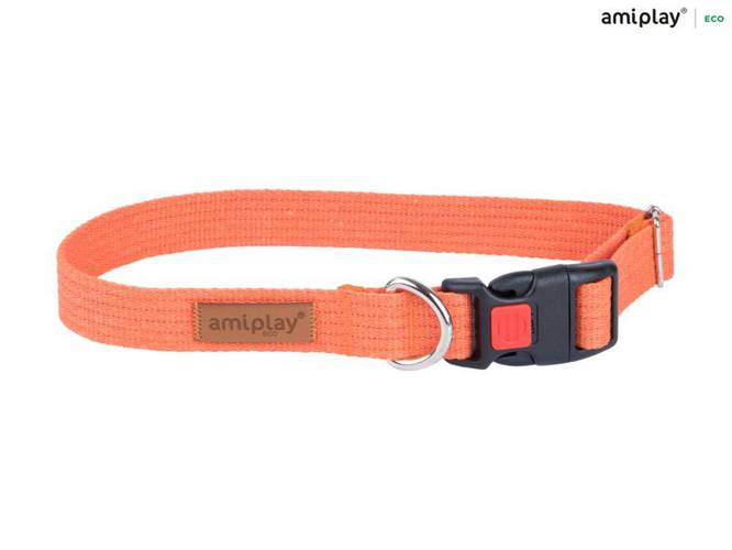 amiplay Obroża regulowana z blokadą Cotton XL Pomarańczowy - amiplay
