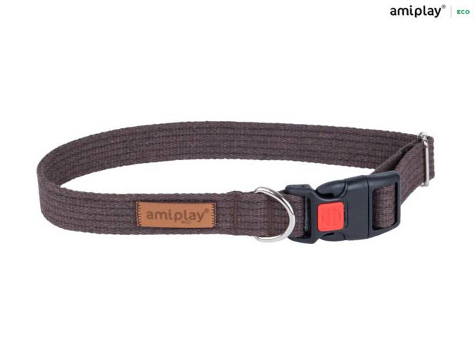 amiplay Obroża regulowana z blokadą Cotton XL Brązowy - amiplay