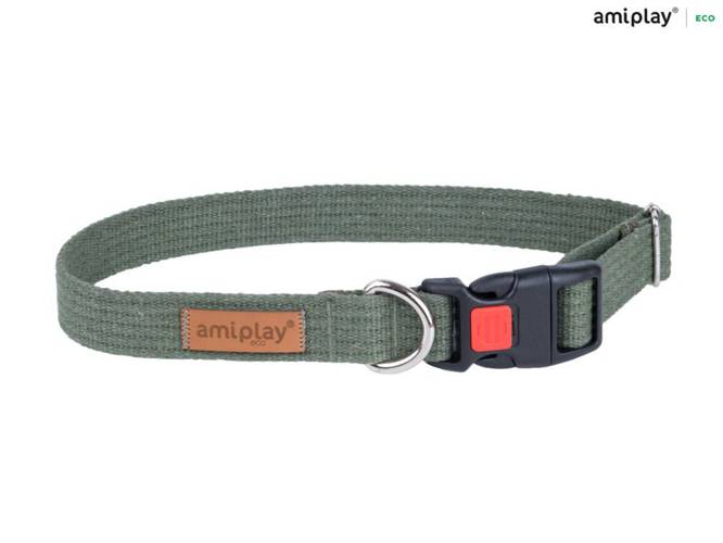 amiplay Obroża regulowana z blokadą Cotton XL Khaki - amiplay