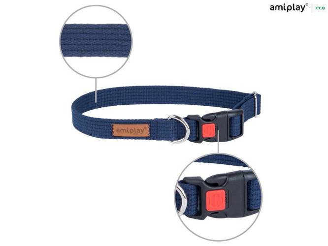 amiplay Obroża regulowana z blokadą Cotton XL Granatowy - amiplay
