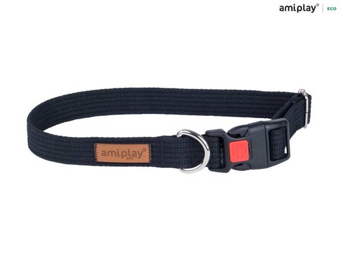 amiplay Obroża regulowana z blokadą Cotton XL Czarny - amiplay
