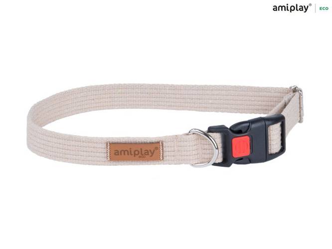 amiplay Obroża regulowana z blokadą Cotton L Beżowy - amiplay